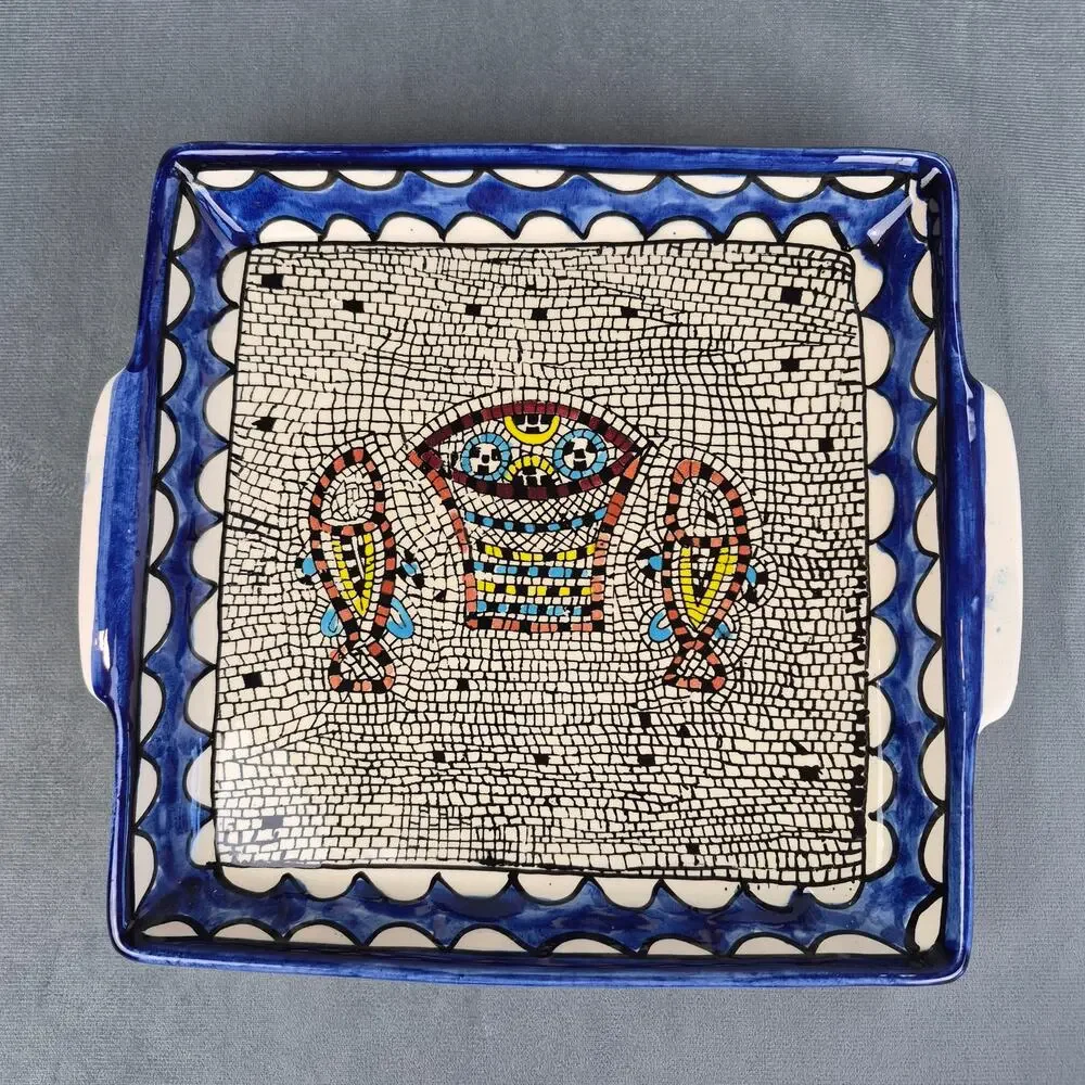 Handpainted Ceramic Pottery Miracle of the Fish & Loaves Mosiac Design Tableware